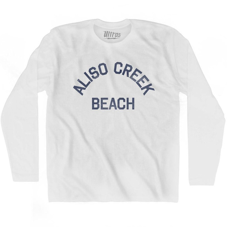 California Aliso Creek Beach Adult Cotton Long Sleeve Vintage T-shirt - White