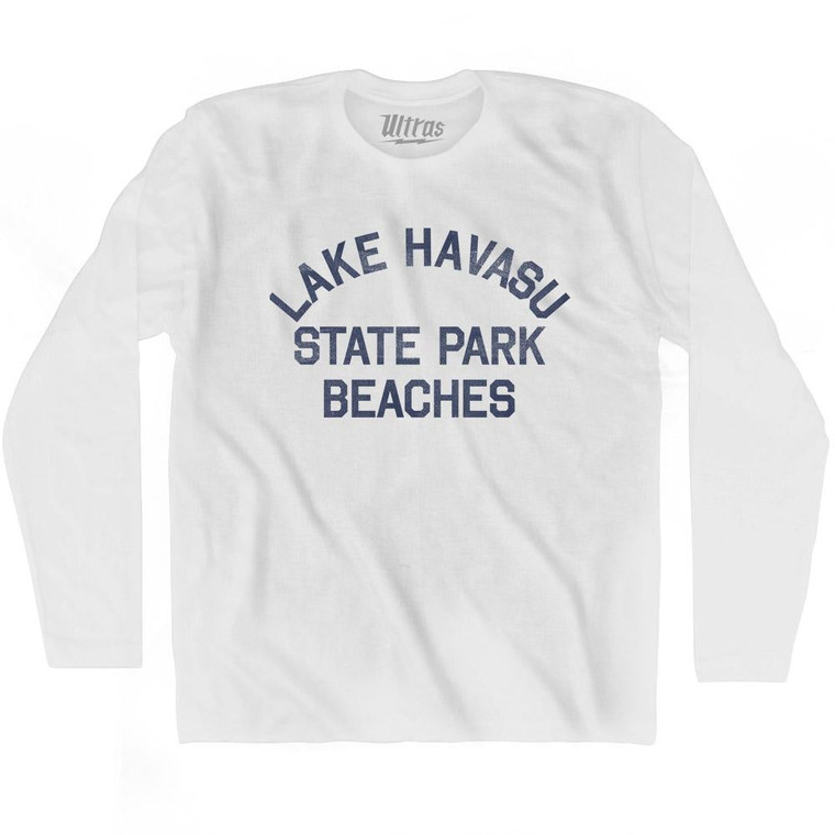 Arizona Lake Havasu State Park Beaches Adult Cotton Long Sleeve Vintage T-shirt - White