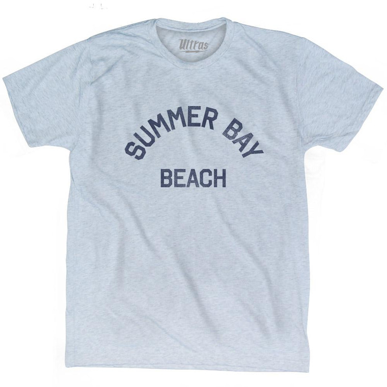 Alaska Summer Bay Beach Adult Tri-Blend Text T-Shirt - Athletic White
