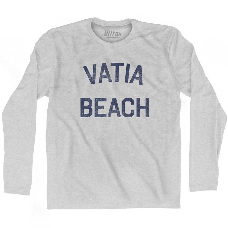 American Samoa Vatia Beach Adult Cotton Long Sleeve Vintage T-Shirt - Grey Heather