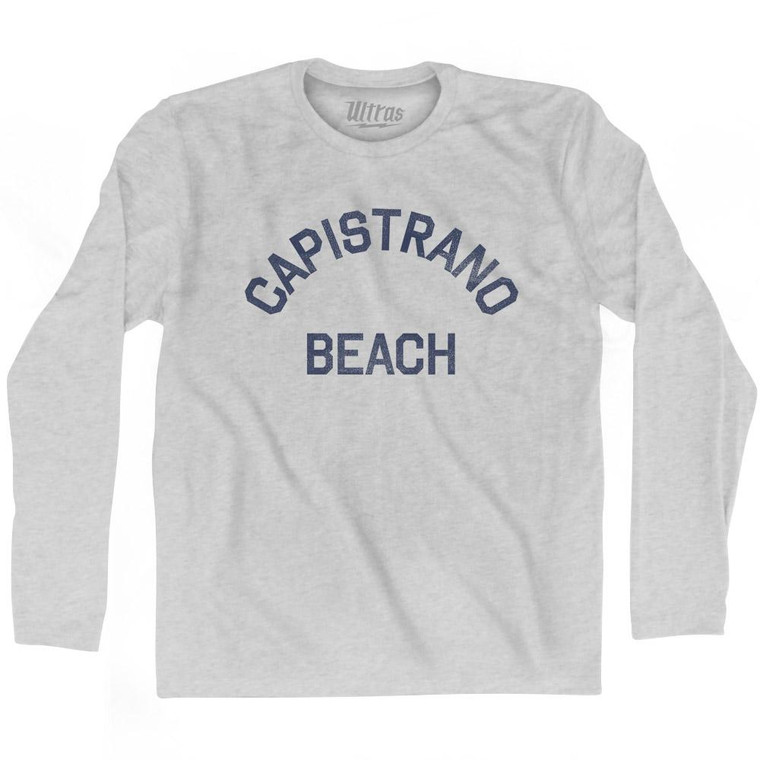 California Capistrano Beach Adult Cotton Long Sleeve Vintage T-Shirt - Grey Heather