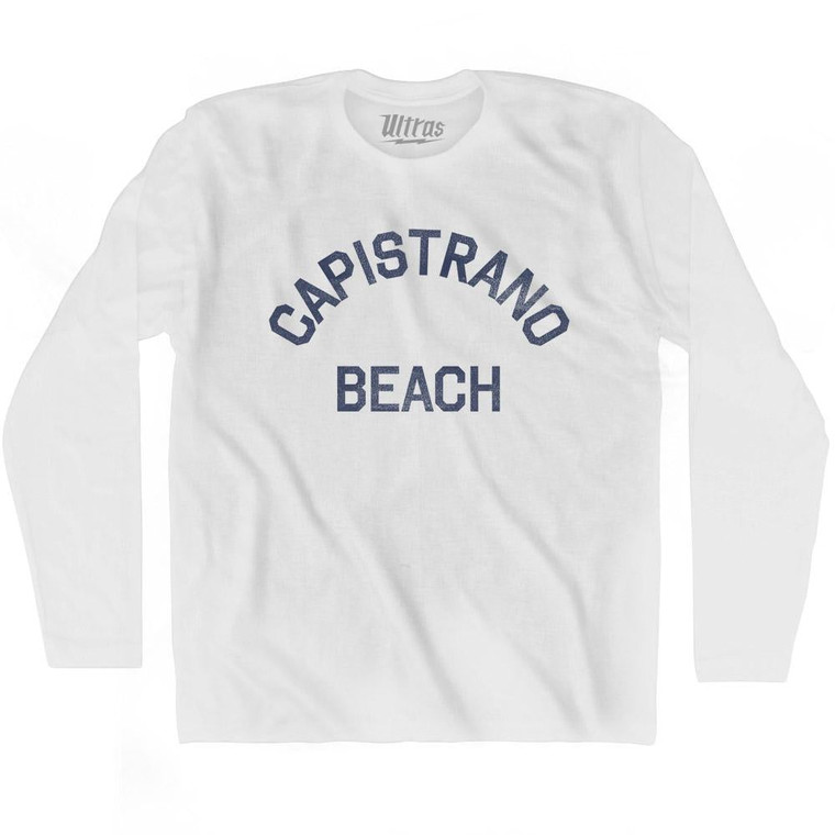 California Capistrano Beach Adult Cotton Long Sleeve Vintage T-shirt - White