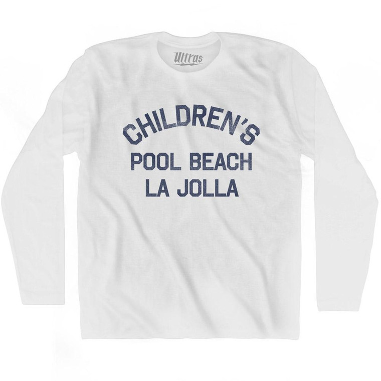 California Children's Pool Beach, La jolla Adult Cotton Long Sleeve Vintage T-shirt - White