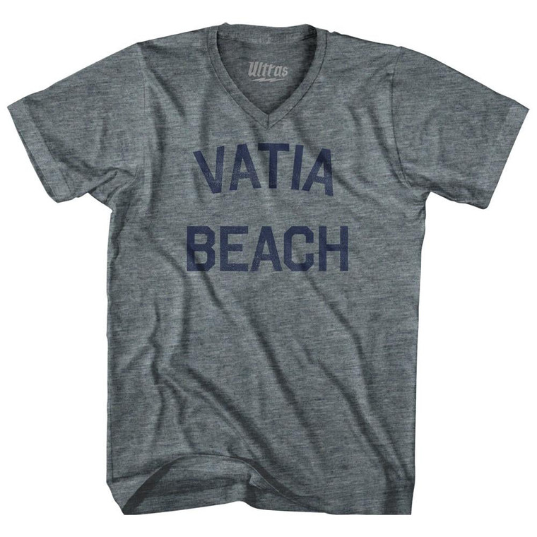 American Samoa Vatia Beach Adult Tri-Blend V-neck Vintage T-shirt - Athletic Grey
