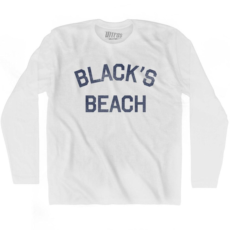 California Black's Beach Adult Cotton Long Sleeve Vintage T-shirt - White