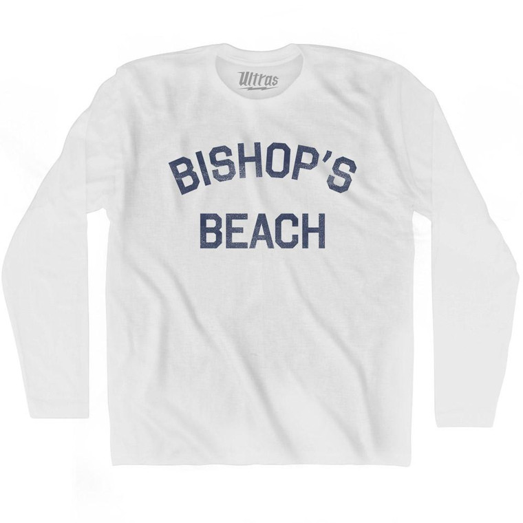 Alaska Bishop's Beach Adult Cotton Long Sleeve Text T-shirt - White