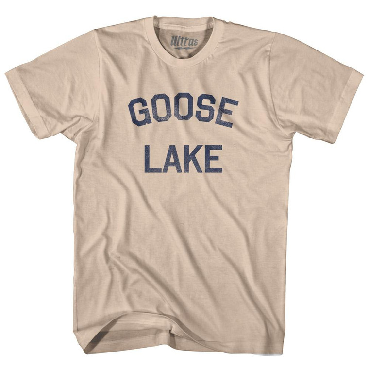 Alaska Goose Lake Adult Cotton Text T-Shirt - Creme