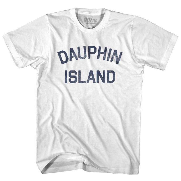 Alabama Dauphin Island Womens Cotton Junior Cut Text T-shirt - White