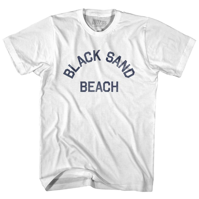 Alaska Black Sand Beach Youth Cotton Text T-shirt - White