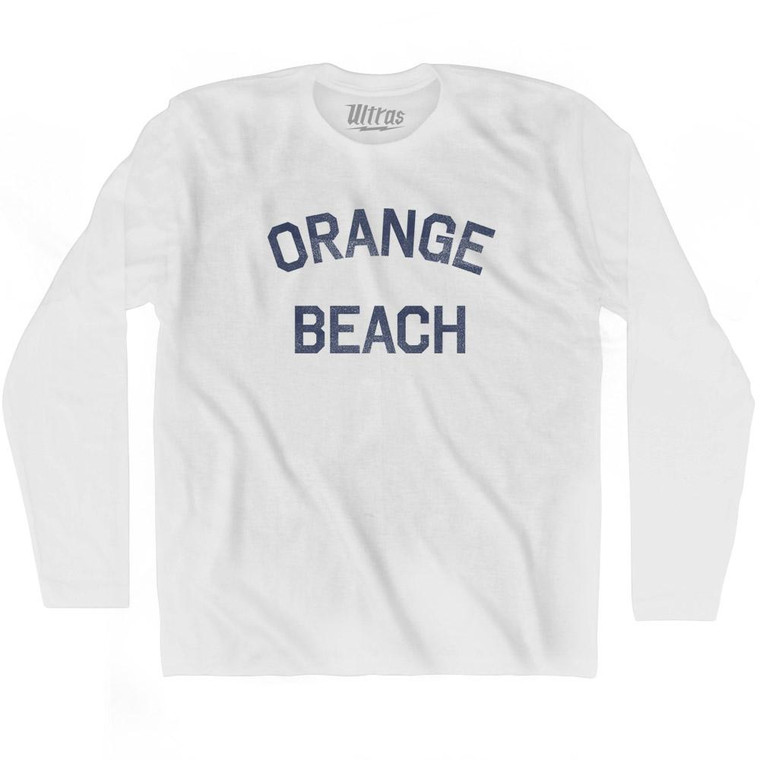 Alabama Orange Beach Adult Cotton Long Sleeve Text T-shirt - White