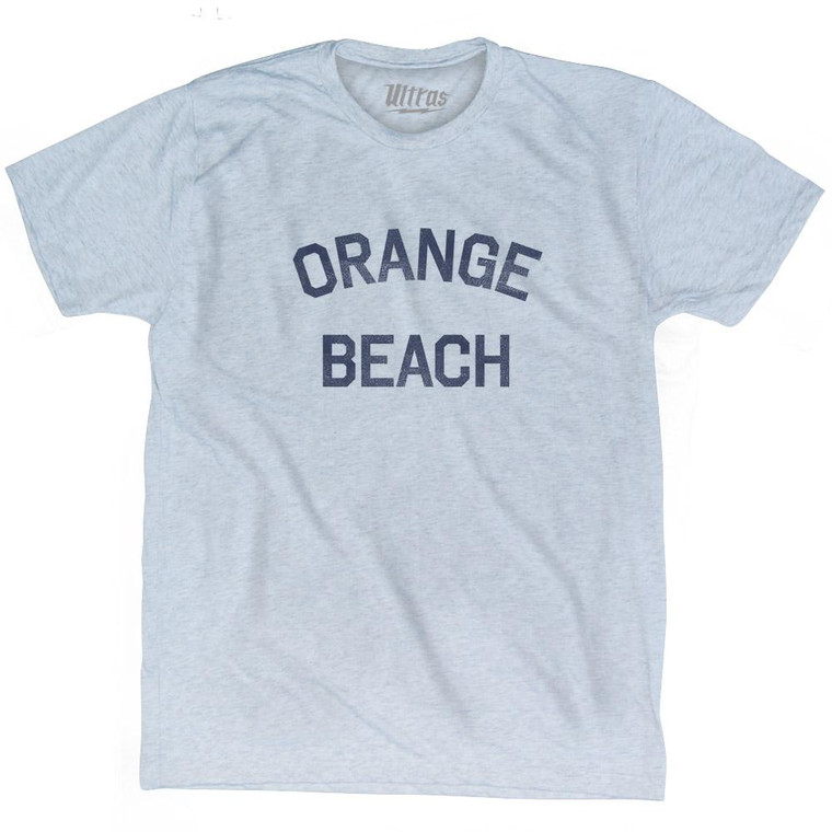 Alabama Orange Beach Adult Tri-Blend Text T-Shirt - Athletic White