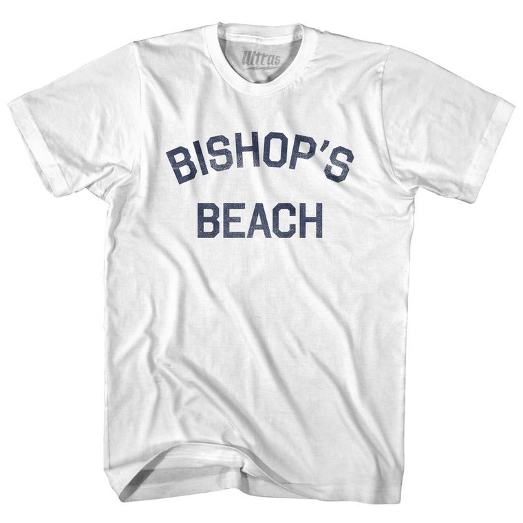 Alaska Bishop's Beach Adult Cotton Text T-shirt - White