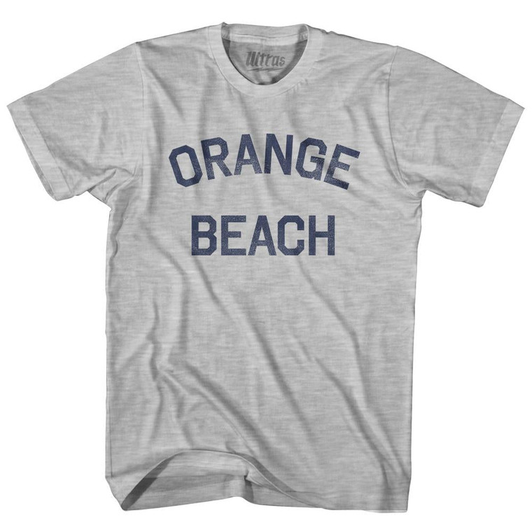 Alabama Orange Beach Adult Cotton Text T-Shirt - Grey Heather