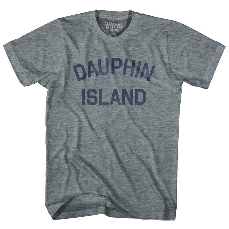 Alabama Dauphin Island Womens Tri-Blend Junior Cut Text T-shirt - Athletic Grey