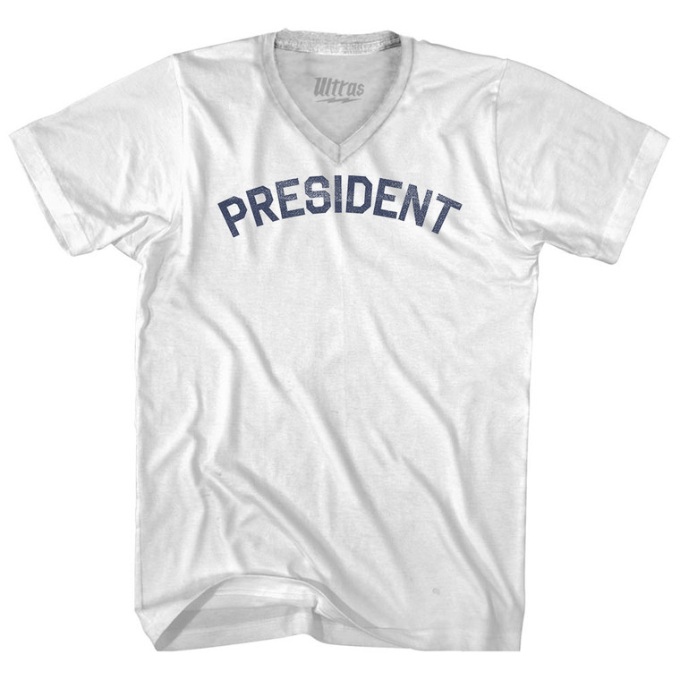 President Adult Tri-Blend V-neck T-shirt - White