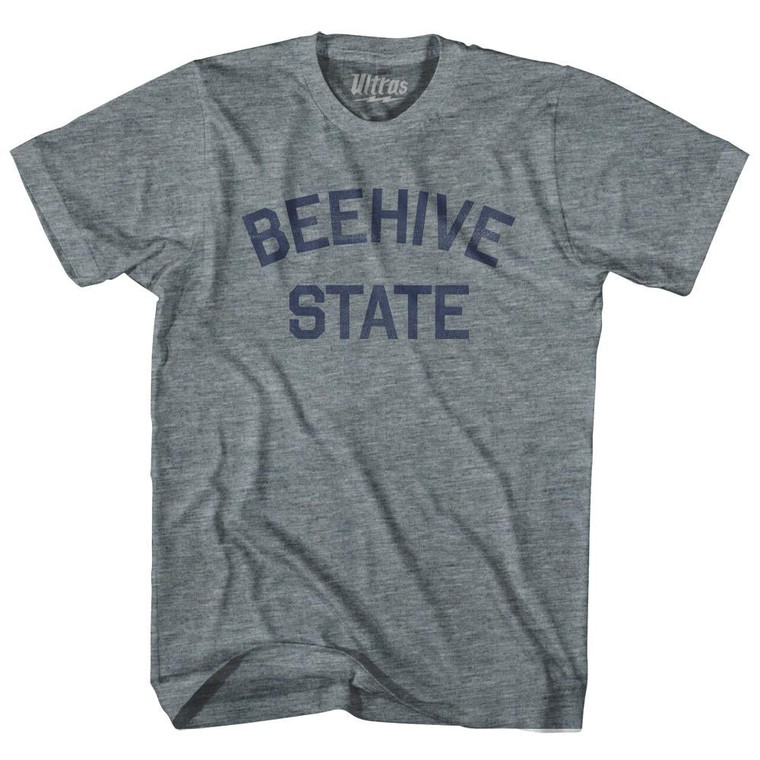 Utah Beehive State Nickname Adult Tri-Blend T-shirt - Athletic Grey