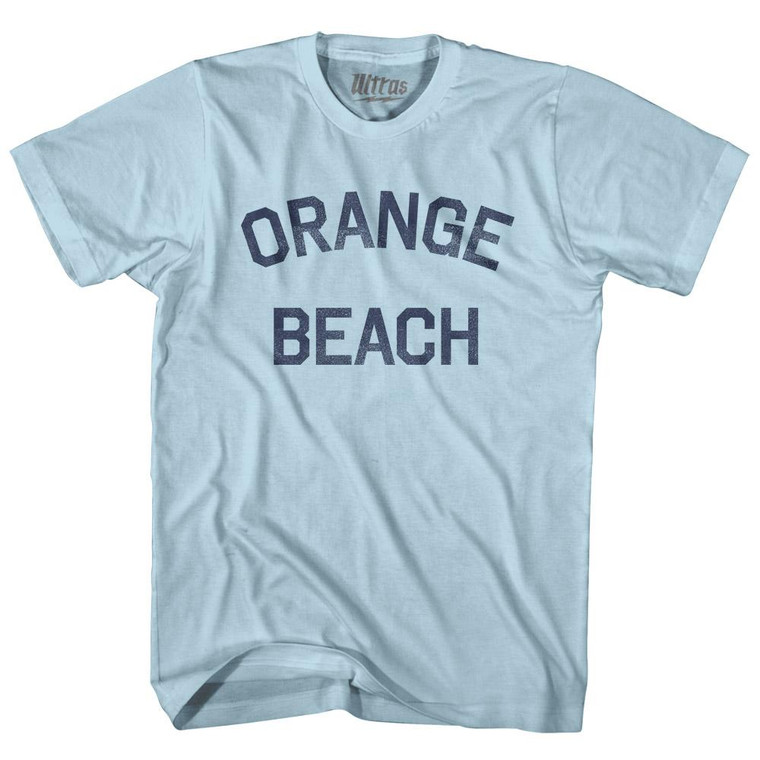 Alabama Orange Beach Adult Cotton Text T-Shirt - Light Blue