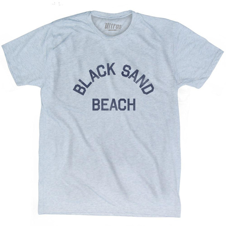 Alaska Black Sand Beach Adult Tri-Blend Text T-Shirt - Athletic White