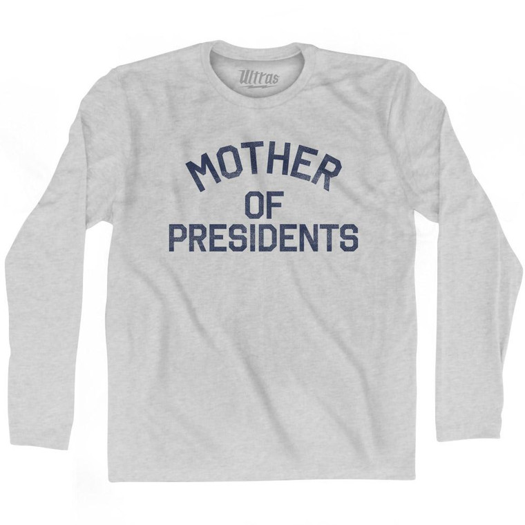 Viriginia Mother of Presidents Nickname Adult Cotton Long Sleeve T-Shirt - Grey Heather