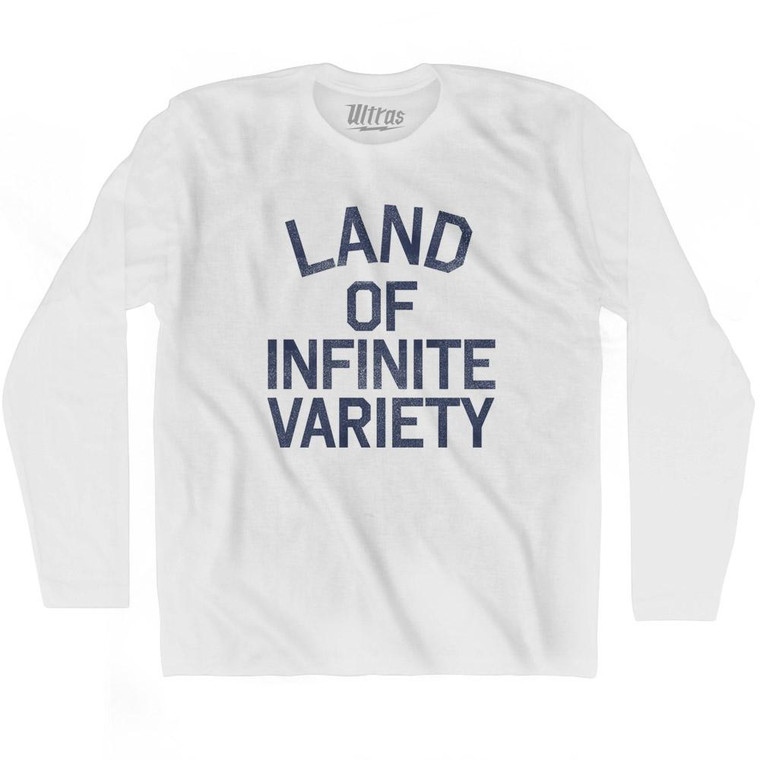 South Dakota Land of Infinite Variety Nickname Adult Cotton Long Sleeve T-shirt - White