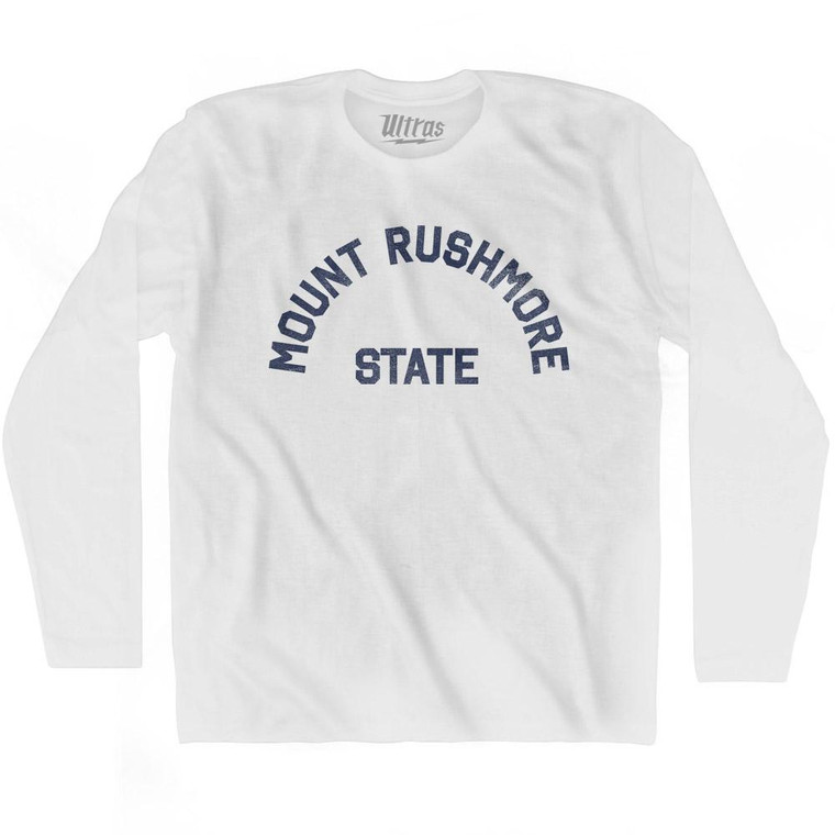 South Dakota Mount Rushmore State Nickname Adult Cotton Long Sleeve T-shirt - White