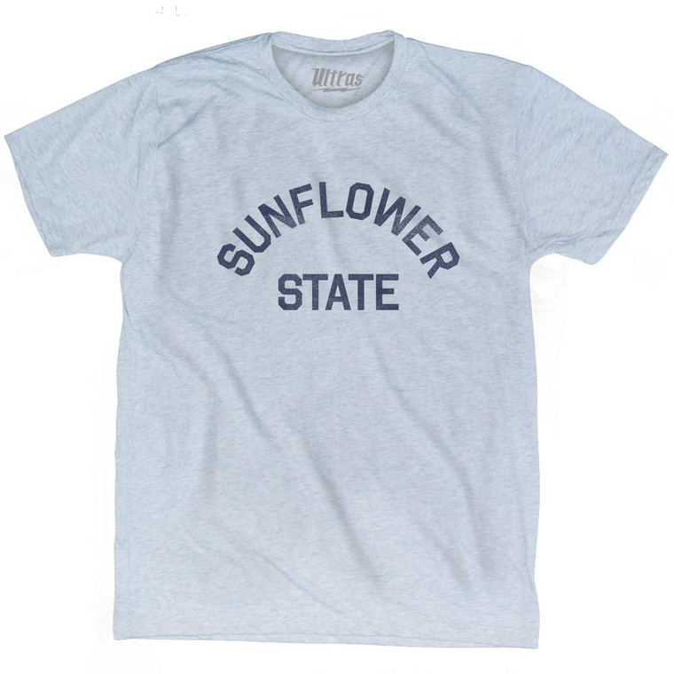 Kansas Sunflower State Nickname Adult Tri-Blend T-Shirt - Athletic White