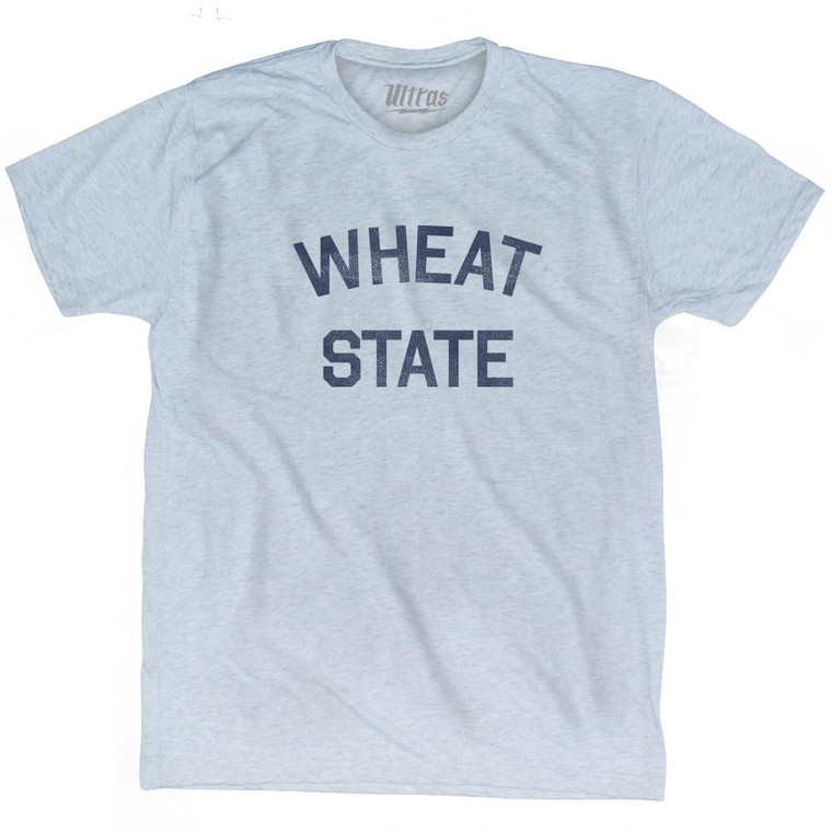 Kansas Wheat State Nickname Adult Tri-Blend T-Shirt - Athletic White