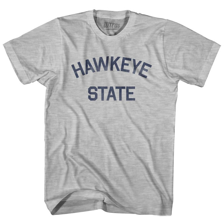 Iowa Hawkeye State Nickname Adult Cotton T-Shirt - Grey Heather