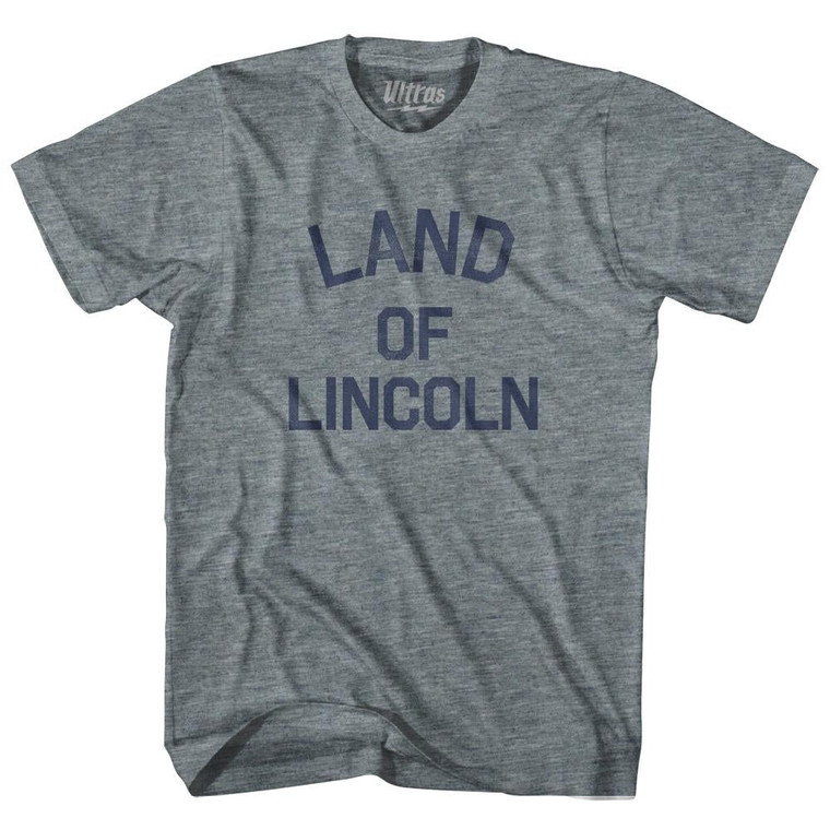 Illinois Land of Lincoln Nickname Adult Tri-Blend T-shirt - Athletic Grey