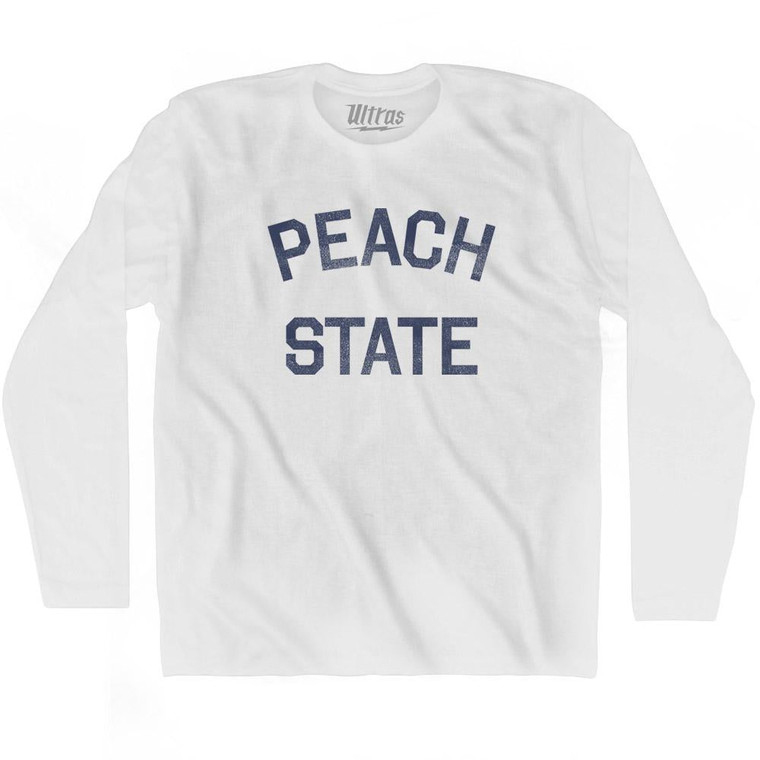 Georgia Peach State Nickname Adult Cotton Long Sleeve T-shirt - White