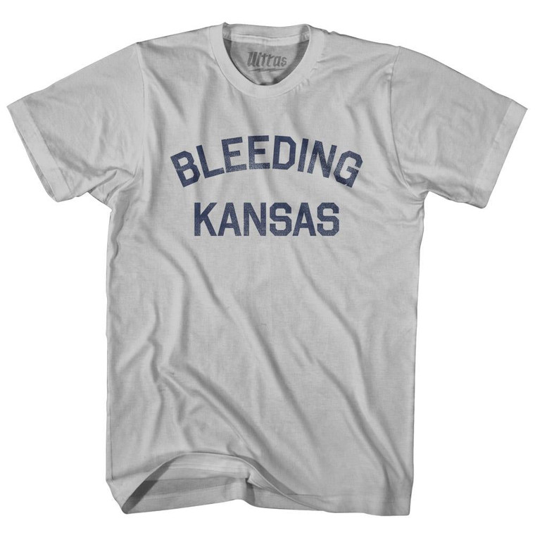 Kansas Bleeding Nickname Adult Cotton T-Shirt - Cool Grey