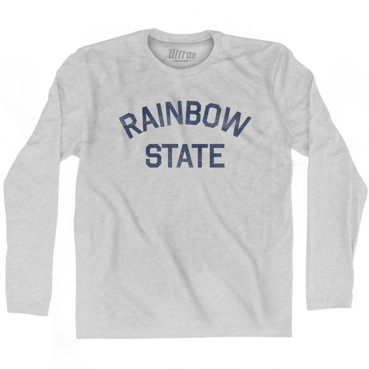 Hawaii Rainbow State Nickname Adult Cotton Long Sleeve T-Shirt - Grey Heather