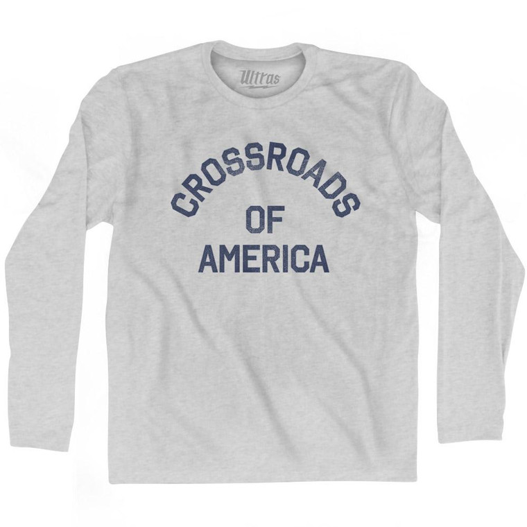 Indiana Crossroads of America Nickname Adult Cotton Long Sleeve T-Shirt - Grey Heather