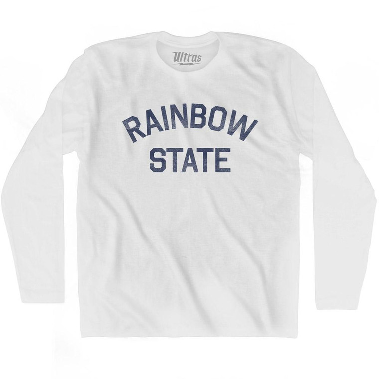 Hawaii Rainbow State Nickname Adult Cotton Long Sleeve T-shirt - White
