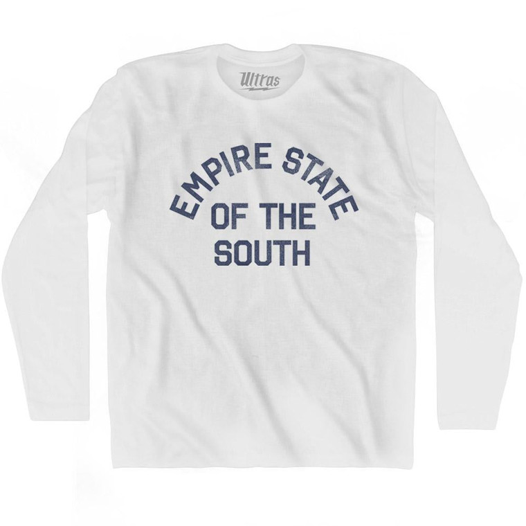 Georgia Empire State of the South Nickname Adult Cotton Long Sleeve T-shirt - White