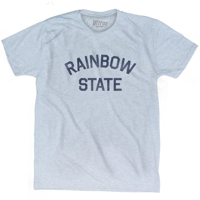 Hawaii Rainbow State Nickname Adult Tri-Blend T-Shirt - Athletic White