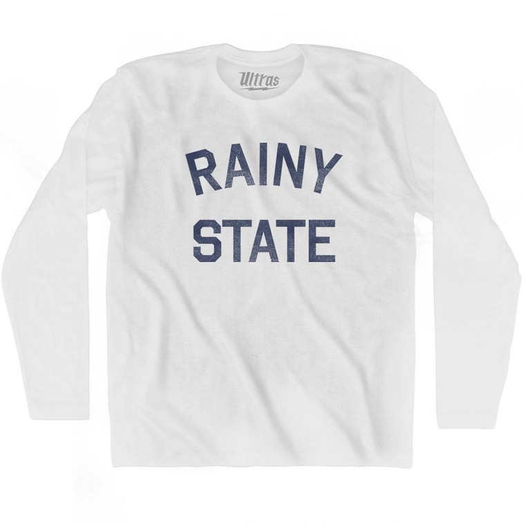 Illinois Rainy State Nickname Adult Cotton Long Sleeve T-shirt - White