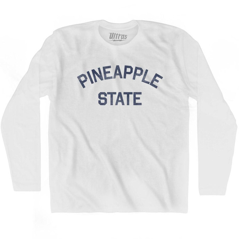 Hawaii Pineapple State Nickname Adult Cotton Long Sleeve T-shirt - White