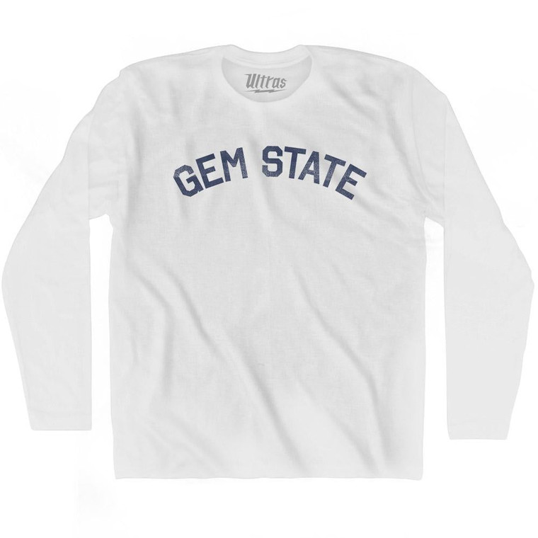 Idaho Gem State Nickname Adult Cotton Long Sleeve T-shirt - White