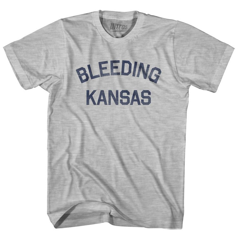 Kansas Bleeding Nickname Adult Cotton T-Shirt - Grey Heather