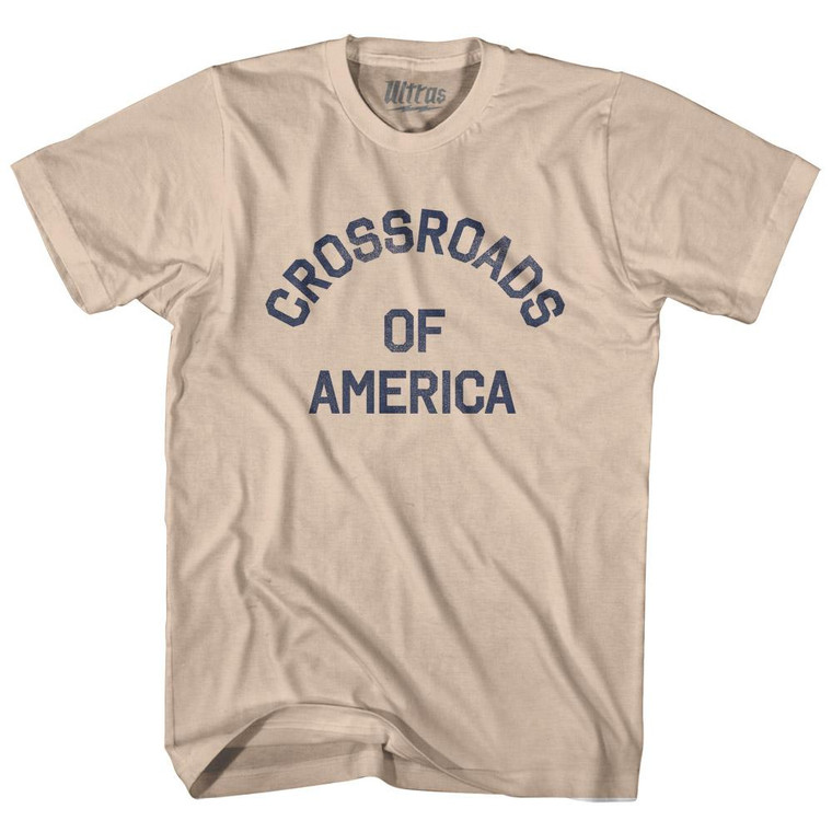 Indiana Crossroads of America Nickname Adult Cotton T-Shirt - Creme