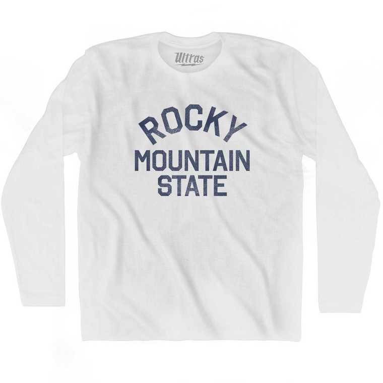 Colorado Rocky Mountain State Nickname Adult Cotton Long Sleeve T-shirt - White