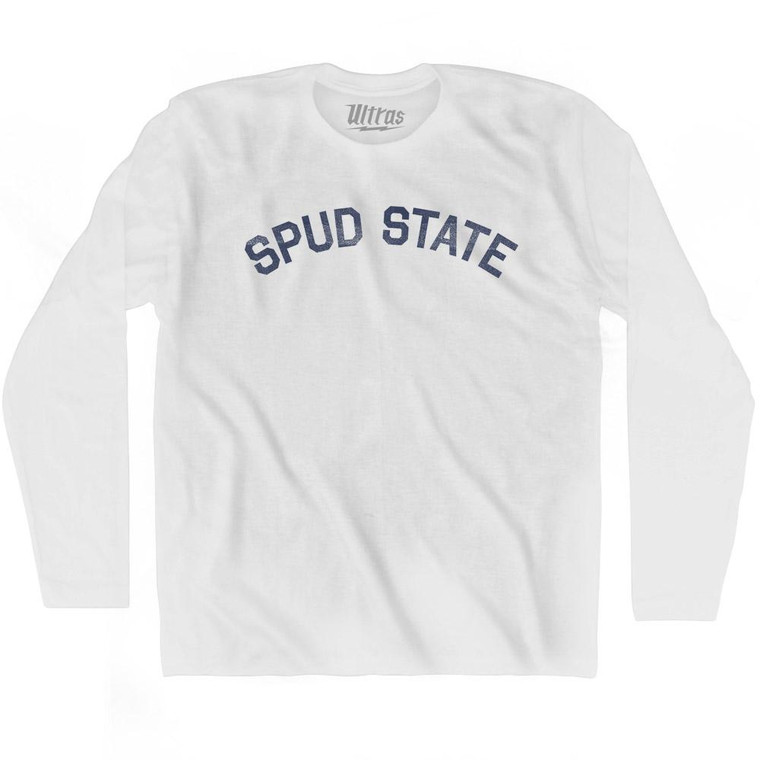 Delaware Spud State Nickname Adult Cotton Long Sleeve T-shirt - White