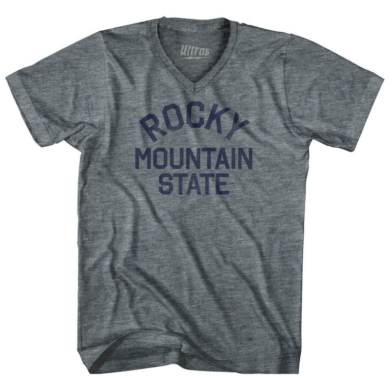 Colorado Rocky Mountain State Nickname Adult Tri-Blend V-neck Womens Junior Cut T-shirt - Athletic Grey