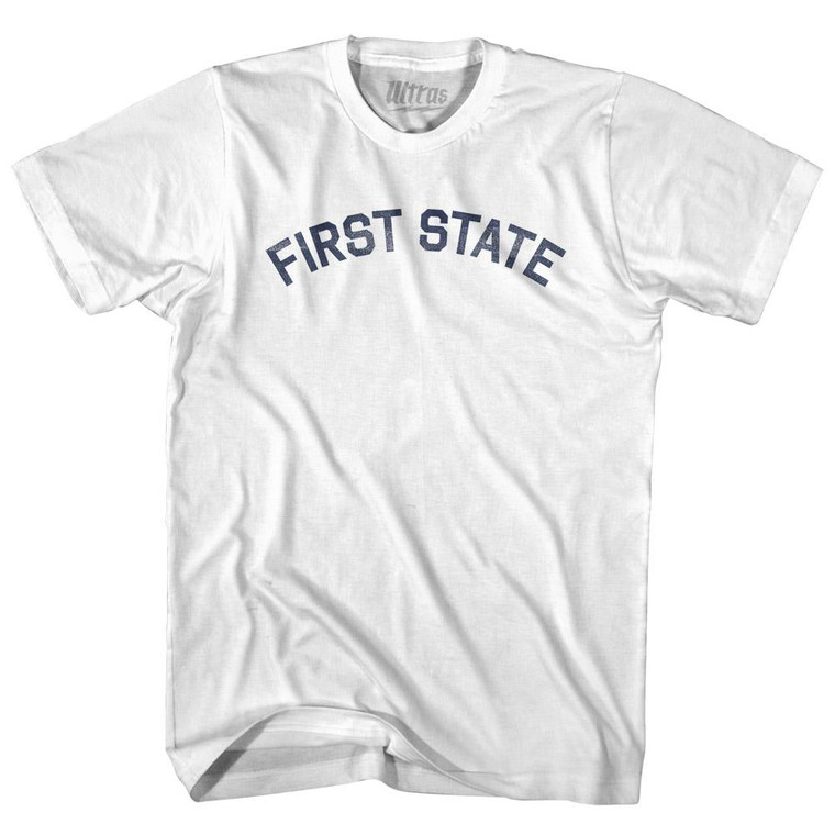 Delaware First State Nickname Adult Cotton T-shirt - White