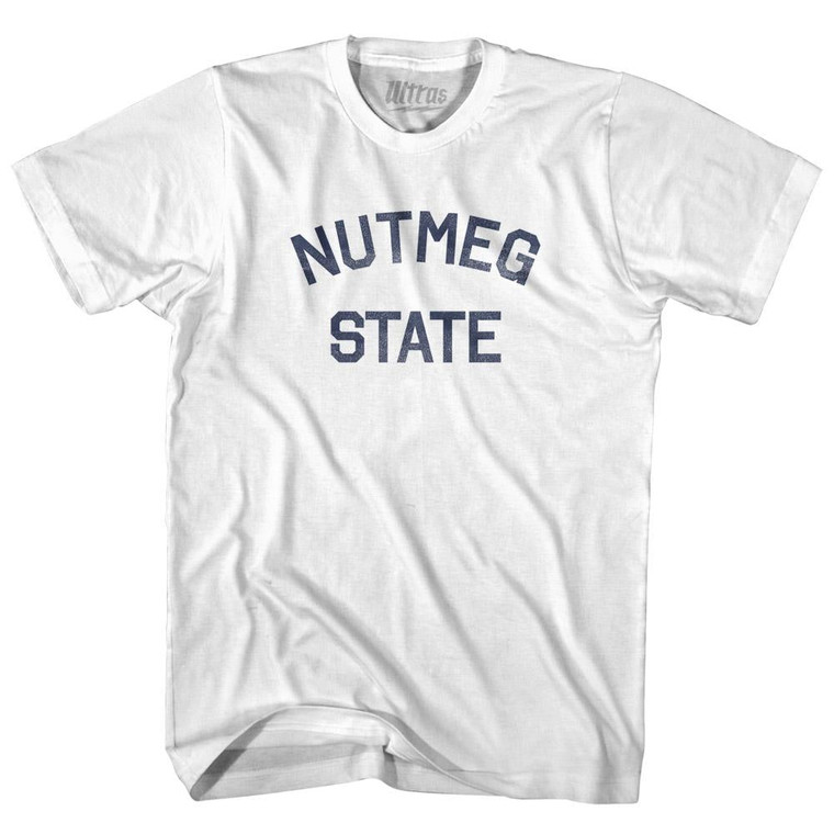 Connecticut Nutmeg State Nickname Adult Cotton T-shirt - White