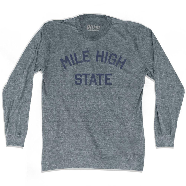 Colorado Mile High State Nickname Adult Tri-Blend Long Sleeve T-shirt - Athletic Grey