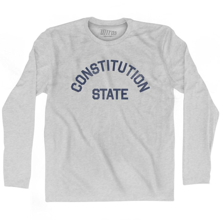 Connecticut Constitution State Nickname Adult Cotton Long Sleeve T-Shirt - Grey Heather
