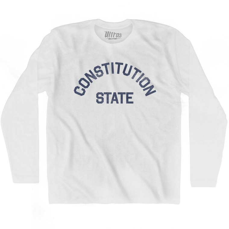 Connecticut Constitution State Nickname Adult Cotton Long Sleeve T-shirt - White