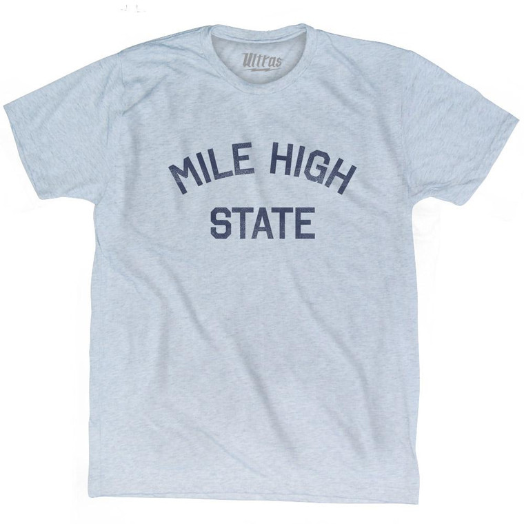 Colorado Mile High State Nickname Adult Tri-Blend T-Shirt - Athletic White